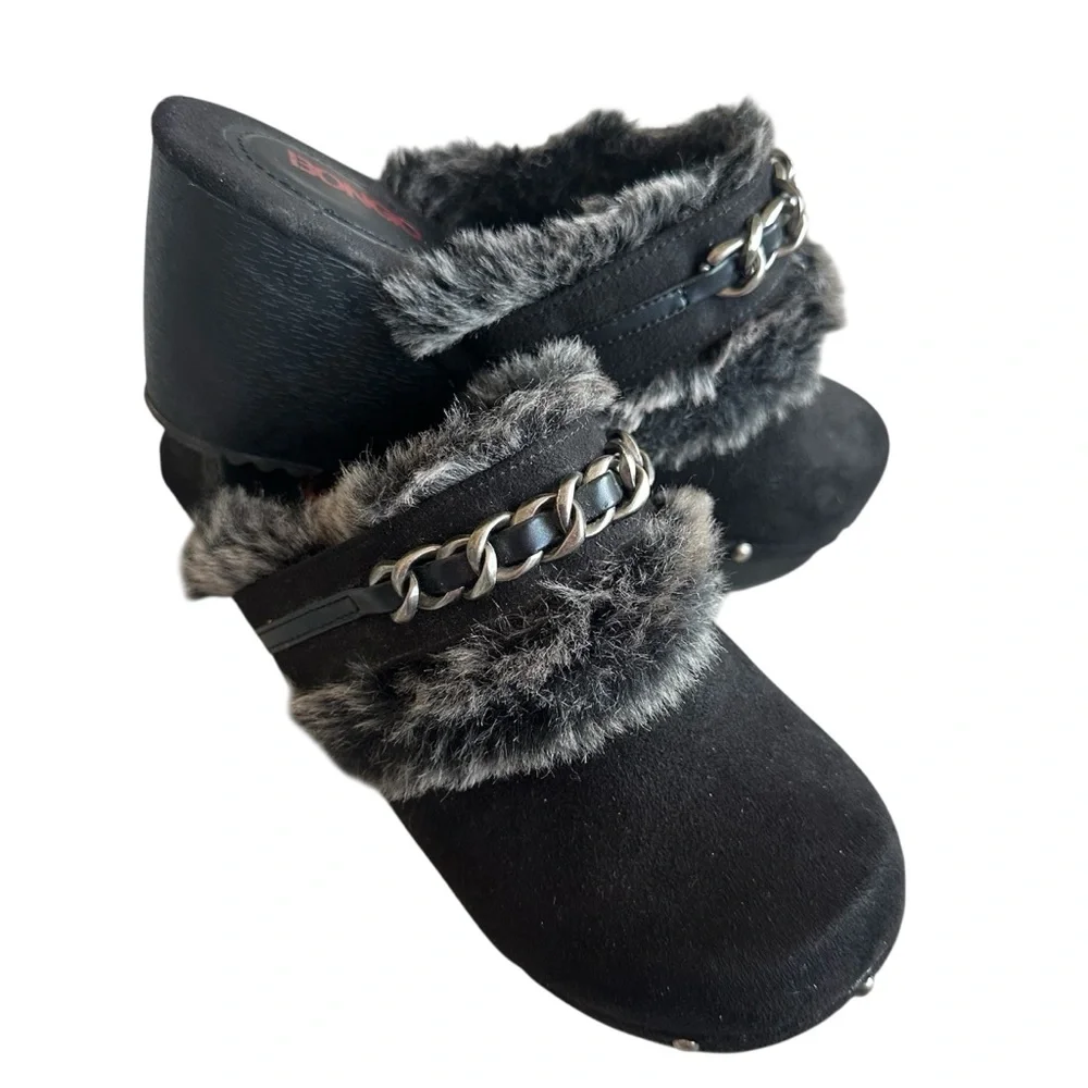 Vintage Y2k‎ BONGO Black Faux Suede Clogs Mules  Wms Sz 7.5  Studded